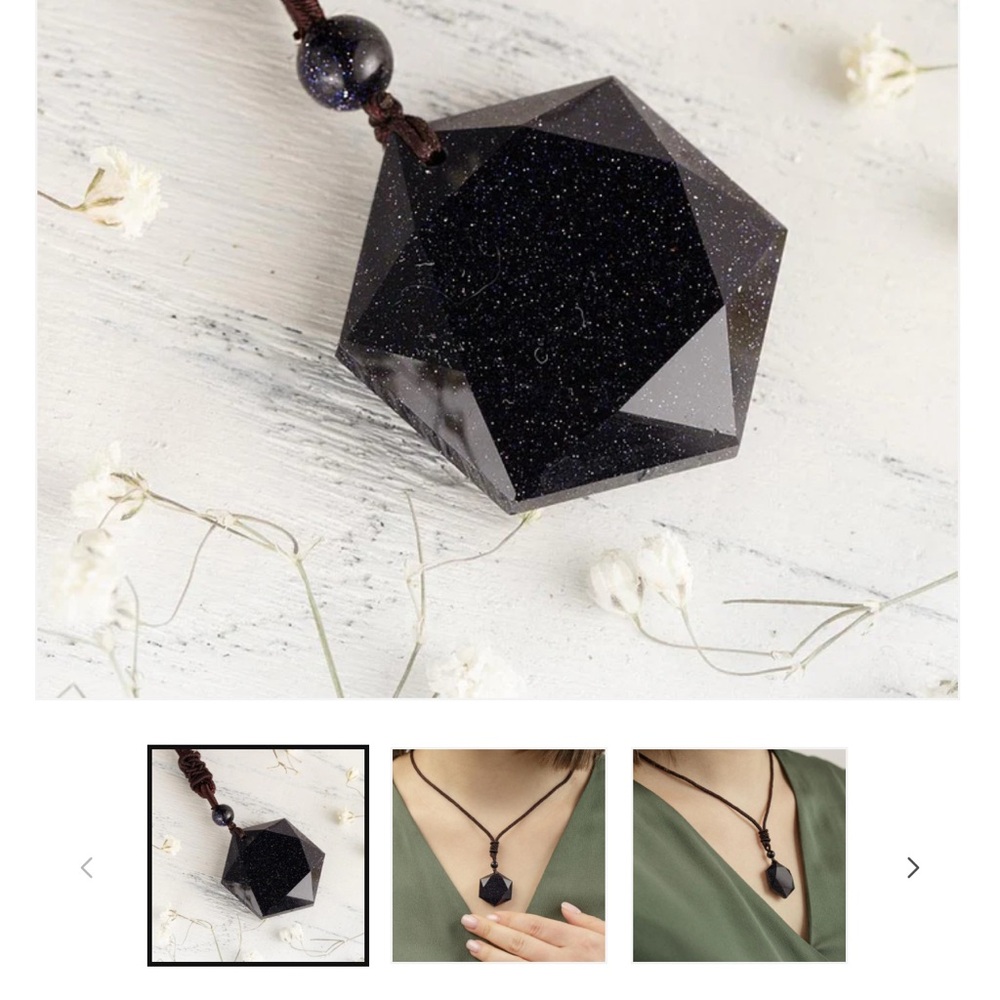 Black Geometric Pendant Necklace